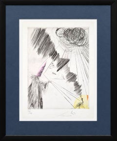 Femme au Clown Drypoint Etching, Surrealist, Signed, 1969