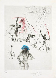 „Drei afrikanische Frauen“, Originalradierung, surrealistisch, 1969, signiert