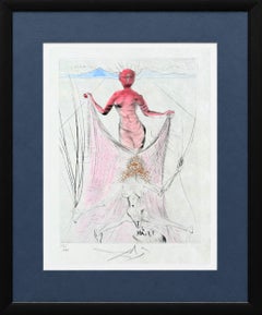 Woman Holding Veil,  Original Drypoint Etching with Watercolor, 1967, Signed
