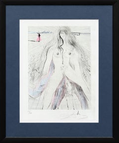 Femme à Cheval, Original Etching, Surrealist, 1969, Signed