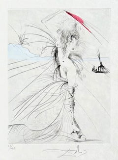Egrets, Original Etching, Surrealist, 1969, Signed