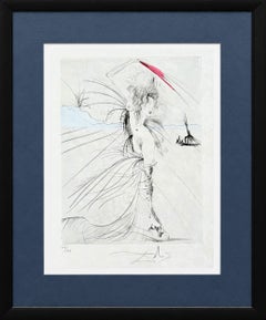Egrets, Original Etching, Surrealist, 1969, Signed
