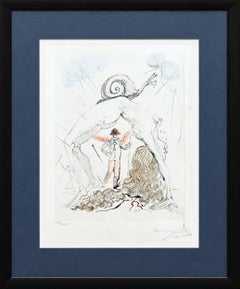 Woman with Snail, Original Etching, Surrealist, 1967, Signed
