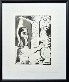 "Scultore e scultura", incisione originale, moderna, 1965