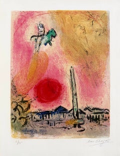 La Place de la Concorde, Original Lithograph, Modern, 1960, Signed