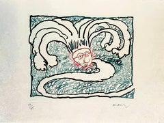«Serpent de Binche», grabado original y aguatinta, contemporáneo, 1973, firmado