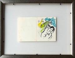 Tarjeta de Año Nuevo, litografía original, moderna, 1970, enmarcada