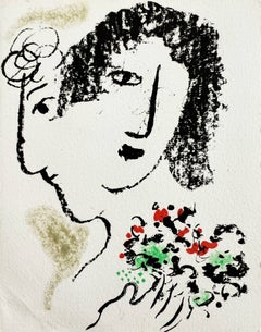 Tarjeta de Año Nuevo, litografía original, moderna, 1972, enmarcada