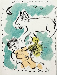 Tarjeta de Año Nuevo, litografía original, moderna, 1980, enmarcada