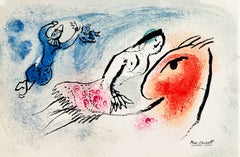 Tarjeta de Año Nuevo, litografía original, moderna, 1960, enmarcada