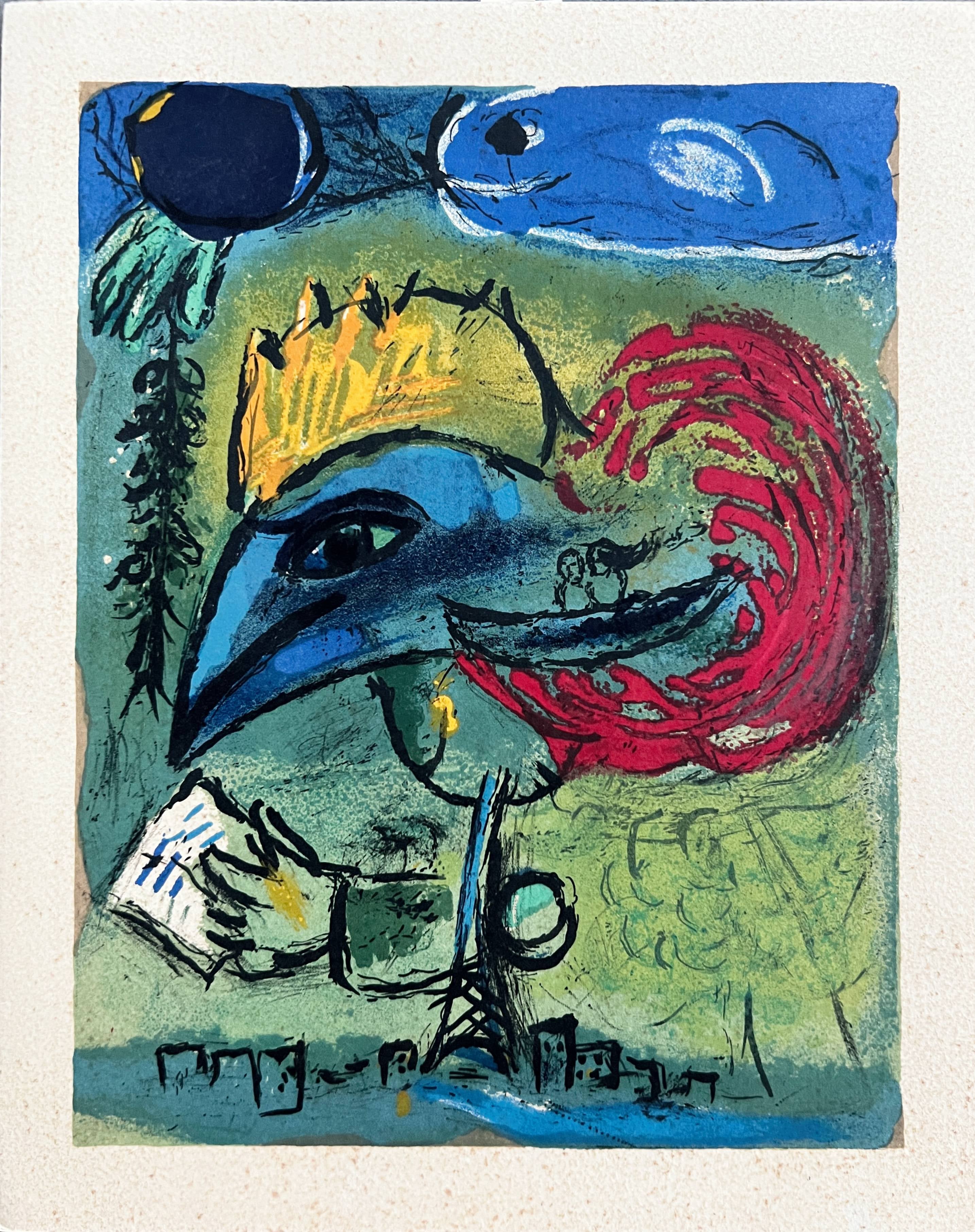 Marc Chagall Figurative Print - Le Coq, Original Lithograph, Modern, 1952, Framed, Excellent