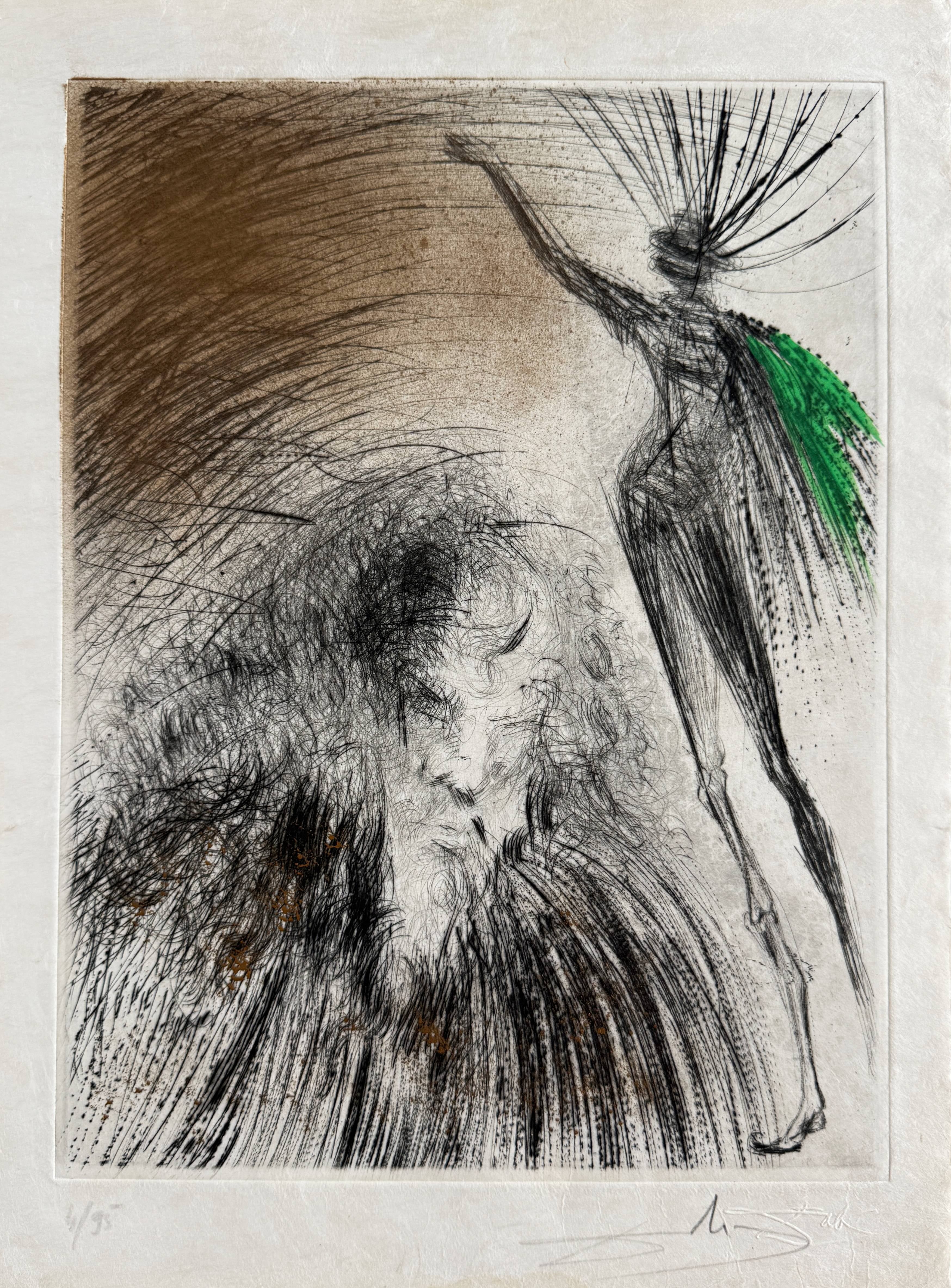 Vieux Faust, Original Drypoint Etching, Surrealism, 1969, Signed