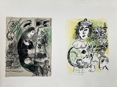 Clown with Flowers, Original Lithograph, Modern, 1963, Excellent