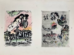 „Der Himmel der Liebenden und Nocturne in Venedig“, Original-Lithografie, moderne Kunst, 1960