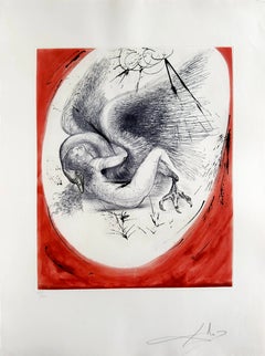 Leda, Mythology, Original Etching, Surrealist, 1965, Signed, Excellent
