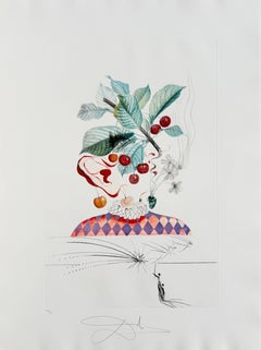 Pierrot Cherries, Original Lithograph with Drypoint Etching, Signed, 1969