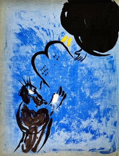 Moses erhält die Gesetzestafeln, Original-Lithografie, zeitgenössisch, 1956