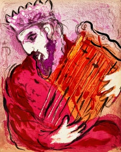 David and His Harp,  Original Lithograph, 1956, Modern, Excellent