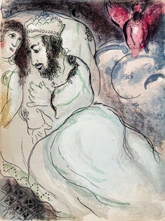 Sarah und Abimelech, Original-Lithografie, modern, 1960, sehr guter Zustand