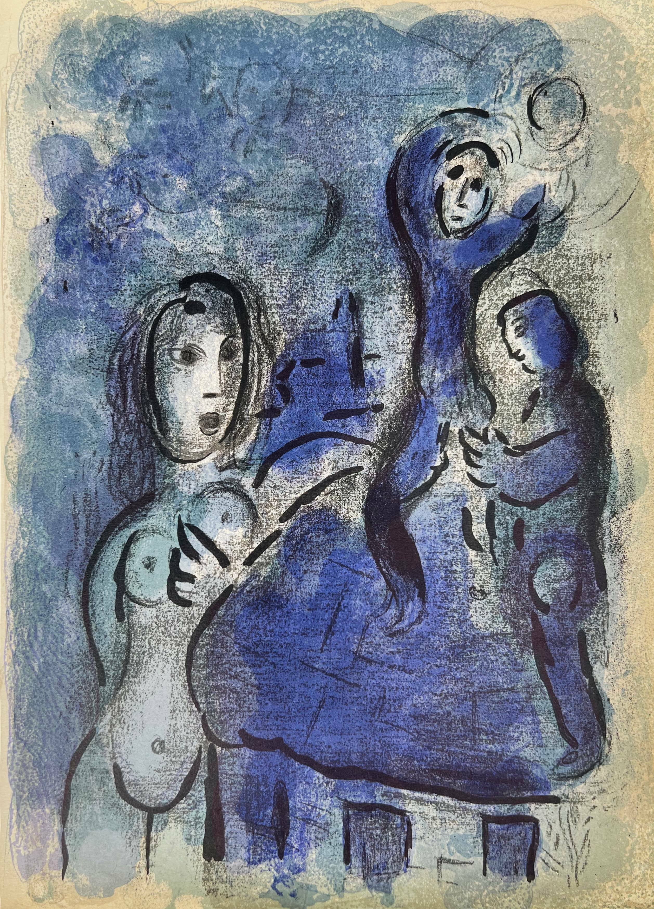 Marc Chagall Print - Rahab and the Spies of Jericho, Original Lithograph, Modern, 1960, Excellent