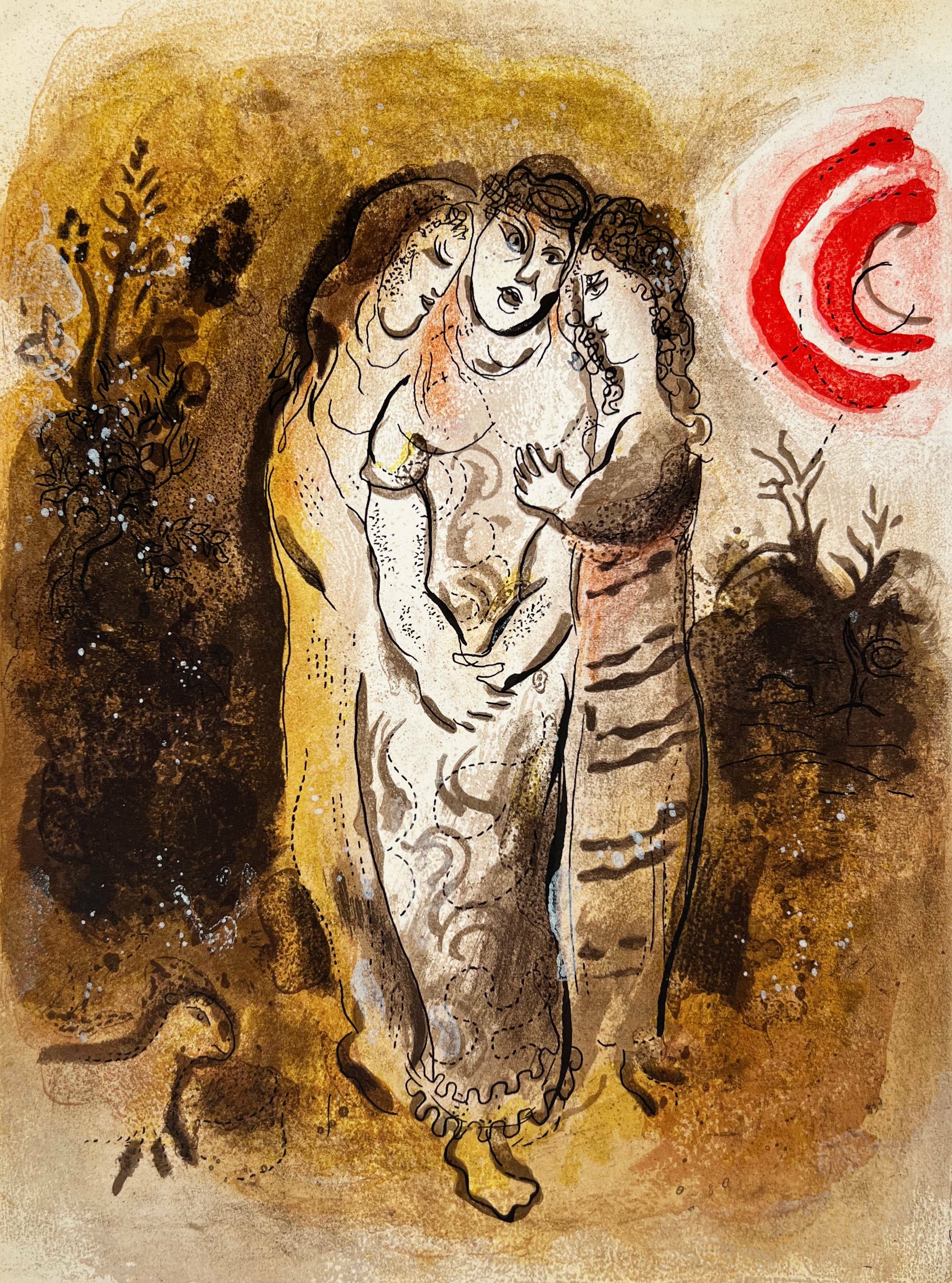 Marc Chagall Print - Naomi and Her Daughters-in-Law, Original Lithograph, 1960, Modern, Excellent