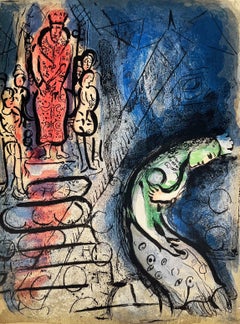 Ahasveros schickt Vasthi fort, Original-Lithografie, modern, 1960, hervorragender Zustand