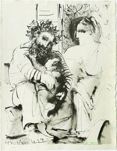 Scene de Famille, Lithograph, Modern, 1967, Framed, Excellent