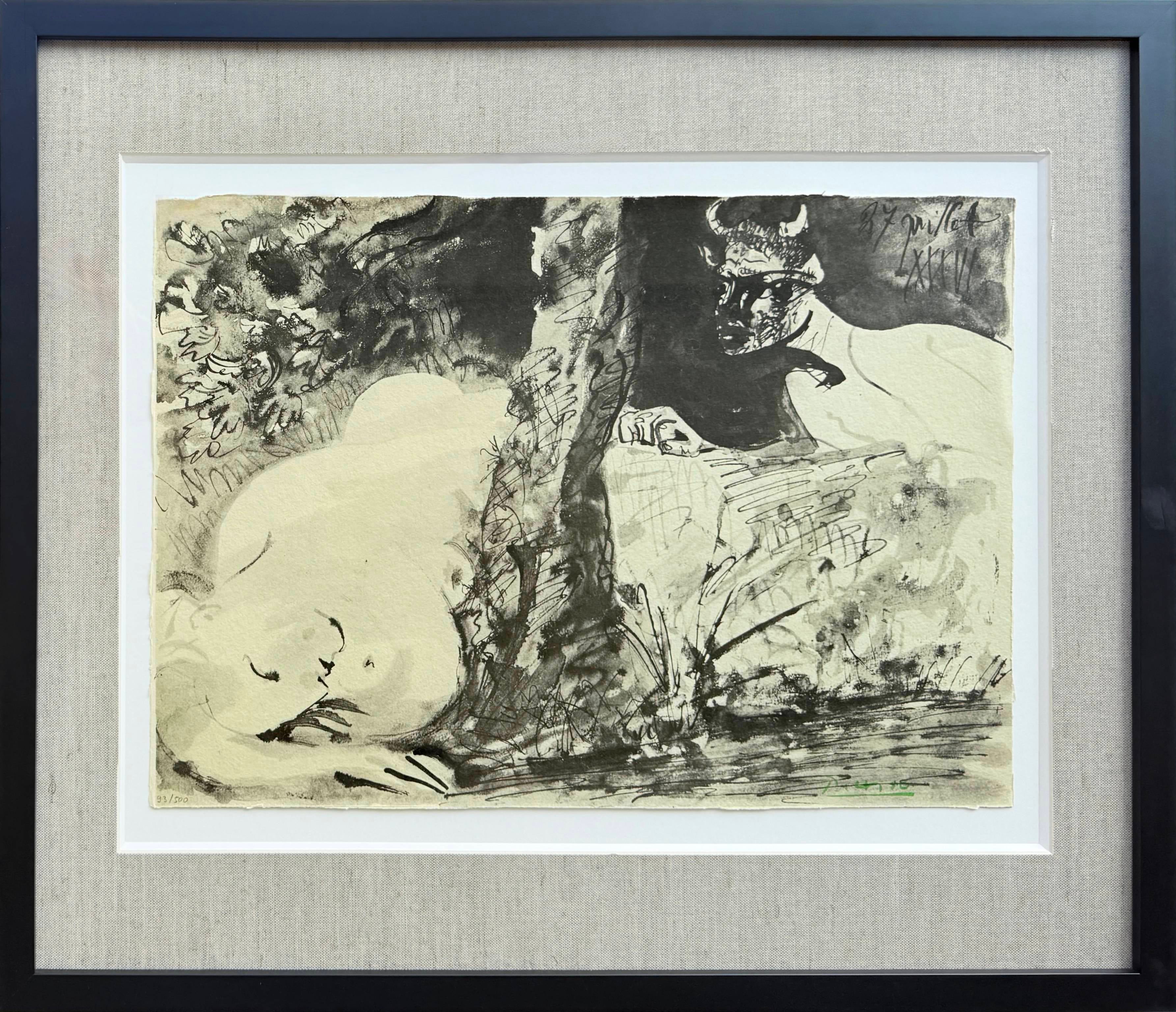 Pablo Picasso Figurative Print – Faune et Fuemme Nue, Lithograph, Modern, 1967, Framed, Excellent