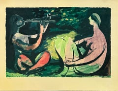 "Joueur de Diaule et Nu", litografia, moderna, 1967, incorniciata, in ottime condizioni