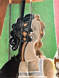 Cubist Portrait, Lithograph, Modern, 1939, Excellent