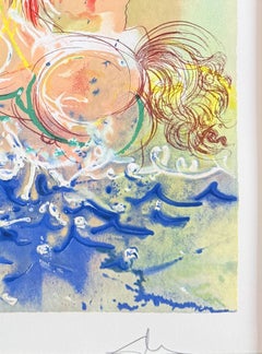 Neptune, Original Lithograph, Surrealist, 1970, Signed, Excellent