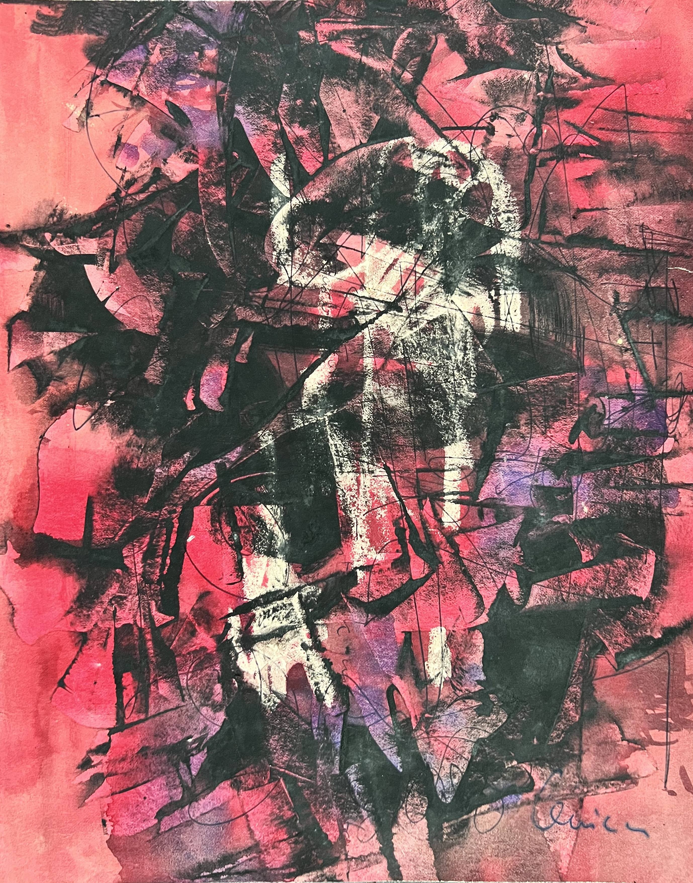 Alfred Lenica Figurative Print - Composition 3, Original Gouache, Modern, 1950-1959, Signed, Excellent