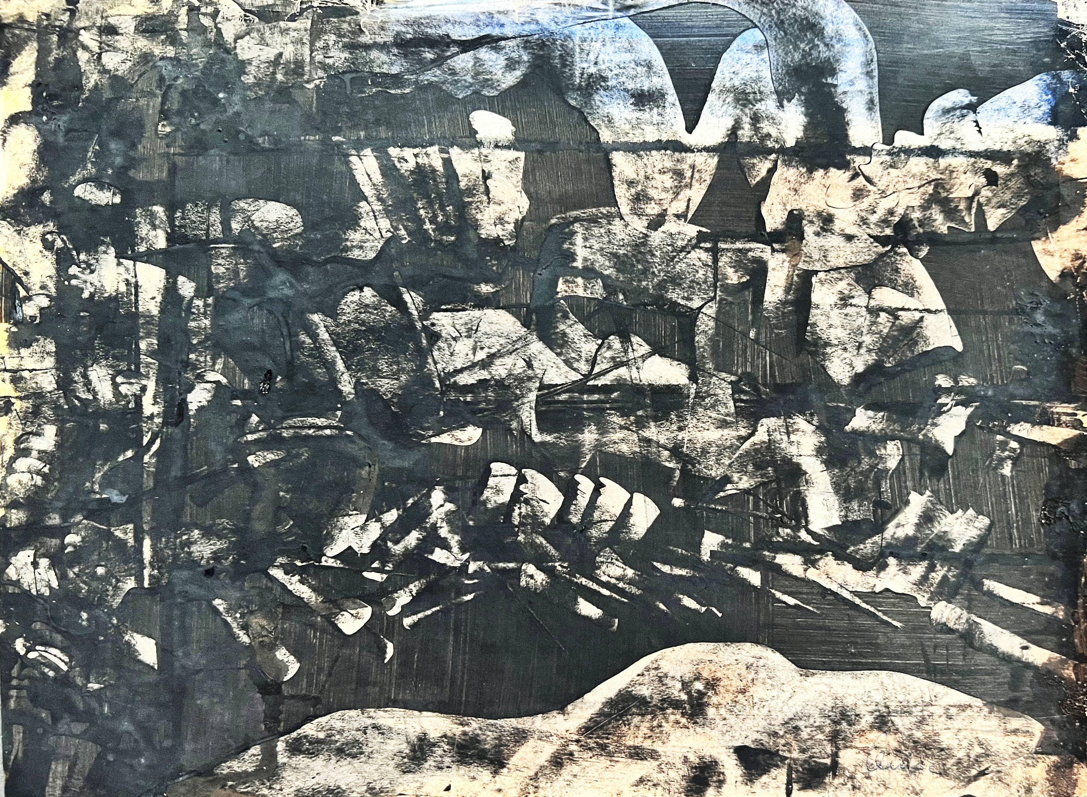 Figurative Print de Alfred Lenica - Composición 13, gouache original, arte moderno, 1950-1959, firmada, en excelente estado