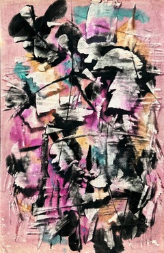 Composizione 17, guazzo originale, moderno, 1950-1959, firmato, ottimo stato