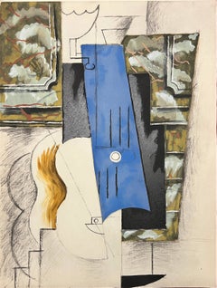 Guitare, Un éventail, Lithograph, Modern, 1962, Excellent