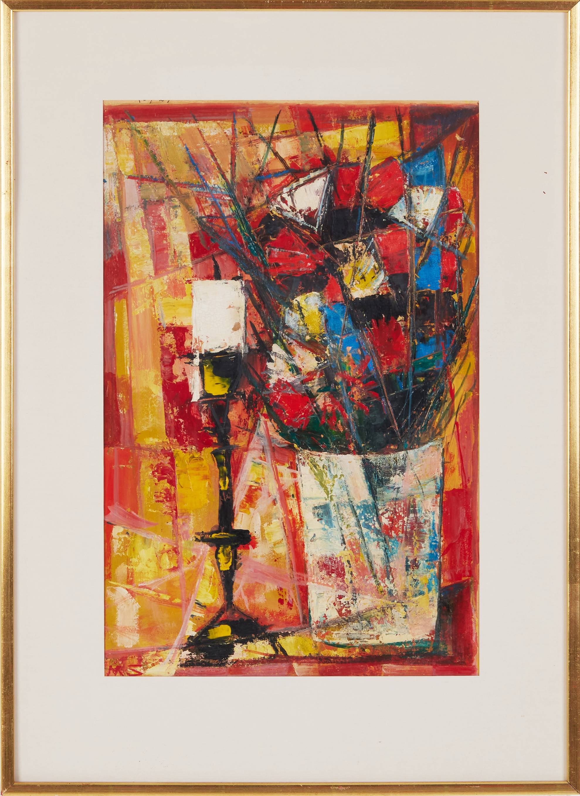 Still Life, Oil on Paper, Modern, Circa 1950, Signed, Framed