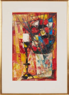 Still Life, Oil on Paper, Modern, Circa 1950, Signed, Framed