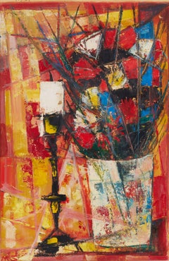 Still Life, Oil on Paper, Modern, Circa 1950, Signed, Framed