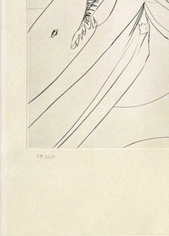 The Struggle, Original Etching, Surrealist, 1974, Framed, Signed