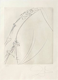 The Rod, Original Etching, Surrealist, 1974, Framed, Signed