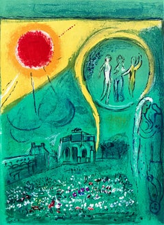 «Le Carrousel du Louvre», litografía original, moderna, 1954, enmarcada, en excelente estado