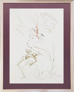 Tristram's Last Fight, Original Etching, Surrealist, 1969, Signed