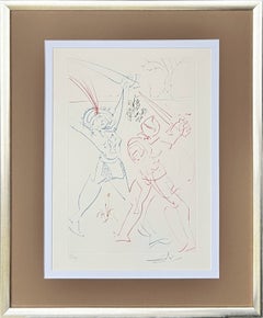 The Tournament of Galore, Original Drypoint Etching, Surrealist, 1975, Signed
