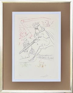 The Black Knight, Original Drypoint Etching, Surrealist, 1975, Signed