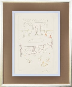 Lancillotto, compagno della Tavola Rotonda, incisione a puntasecca originale, 1975, firmata