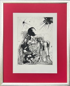 « Sigismond enchaîné », gravure originale, surréaliste, 1971