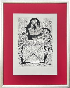 Portirait of the Signatures, Original Etching, Surrealist, 1971