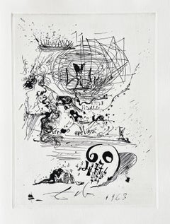 Studie für einen zweiten Traum, Originalradierung, surrealistisch, 1971