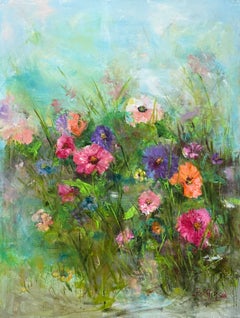 Garden Party, Oil Painting on Canvas, Vibrant Abstract, 30x40 Inches