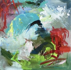 Freedom Series #4, Abstract Painting, Colorful Landscape, 12x12 Inches